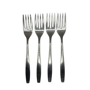 Set of 4 FOUR International TODAY Salad Dessert Forks 6 3/4" Deluxe Stainless